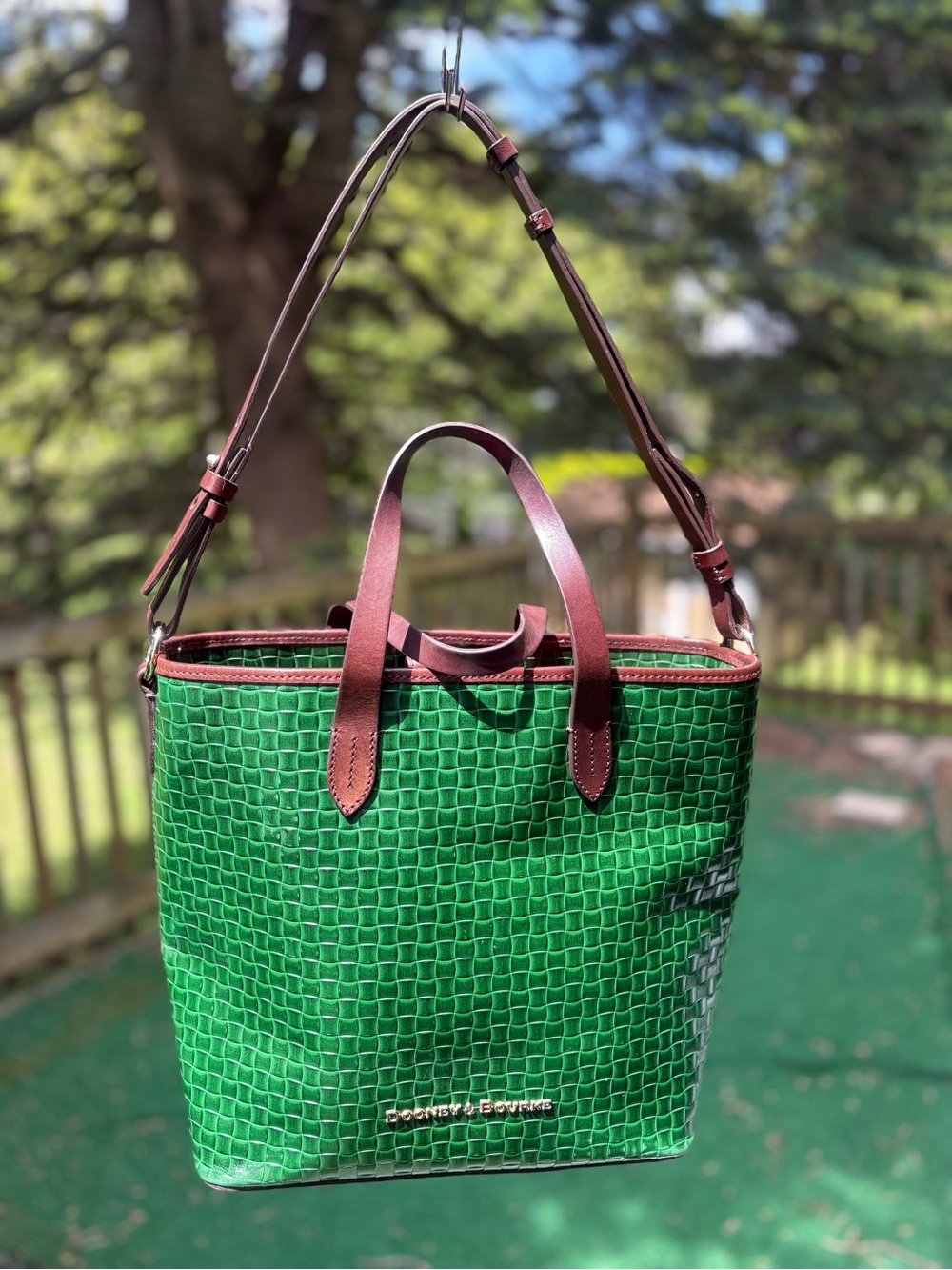 Dooney And Bourke Emerald Green Woven Lilliana Leather Purse